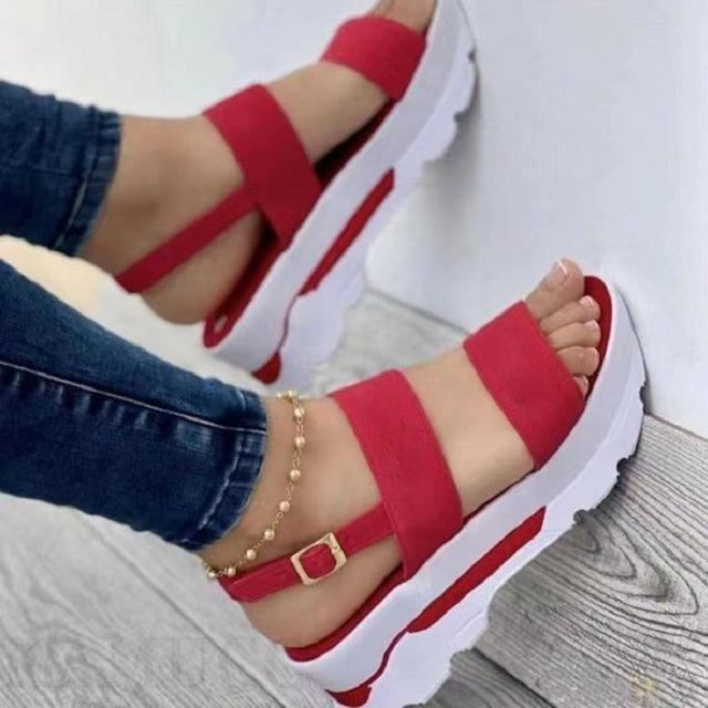 Women Sandals 2022 New Heels Woman Platform Wedges Shoes Ladies Summer Sandals Buckle Non-slip Beach Sandals Plus Size 35~43