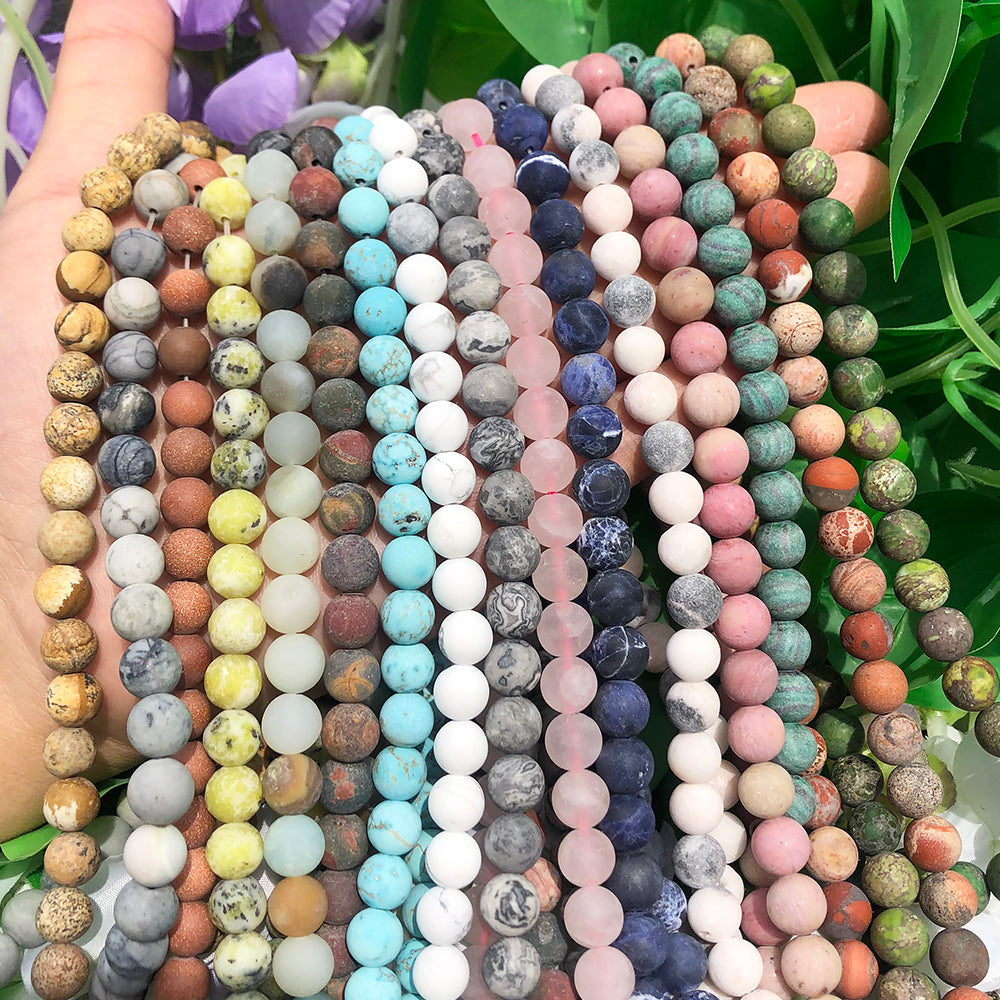 Natural Minerals Stone Matte Dull Polish Pink Zebra Jaspers Howlite Agates Beads for Jewelry Making DIY Bracelet 4-12mm Loose