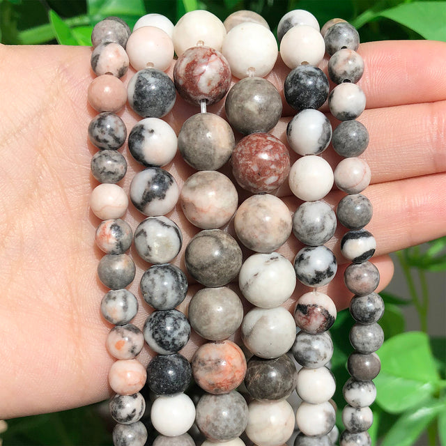 Natural Minerals Stone Matte Dull Polish Pink Zebra Jaspers Howlite Agates Beads for Jewelry Making DIY Bracelet 4-12mm Loose