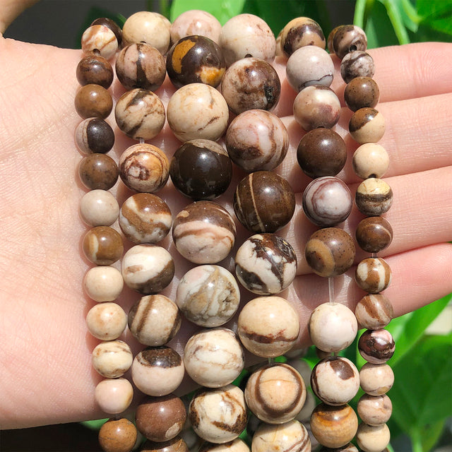 Natural Minerals Stone Matte Dull Polish Pink Zebra Jaspers Howlite Agates Beads for Jewelry Making DIY Bracelet 4-12mm Loose