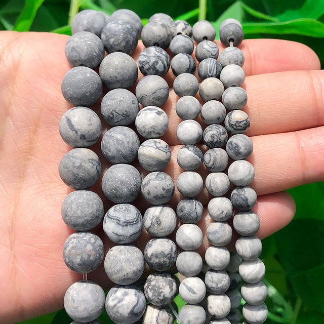 Natural Minerals Stone Matte Dull Polish Pink Zebra Jaspers Howlite Agates Beads for Jewelry Making DIY Bracelet 4-12mm Loose