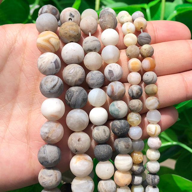 Natural Minerals Stone Matte Dull Polish Pink Zebra Jaspers Howlite Agates Beads for Jewelry Making DIY Bracelet 4-12mm Loose