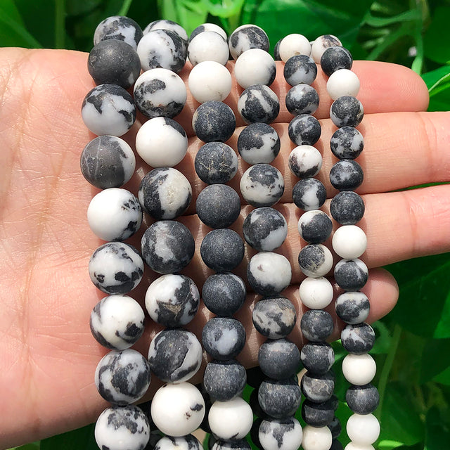 Natural Minerals Stone Matte Dull Polish Pink Zebra Jaspers Howlite Agates Beads for Jewelry Making DIY Bracelet 4-12mm Loose