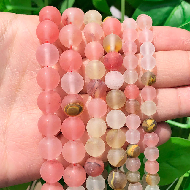Natural Minerals Stone Matte Dull Polish Pink Zebra Jaspers Howlite Agates Beads for Jewelry Making DIY Bracelet 4-12mm Loose