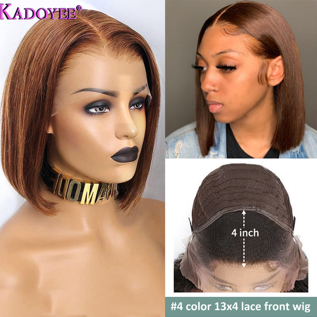 Straight Short Bob Wig Honey Brown Lace Front Human Hair Wigs Brazilian 13x4 Lace Front Wigs For Women Human Hair 150% Remy