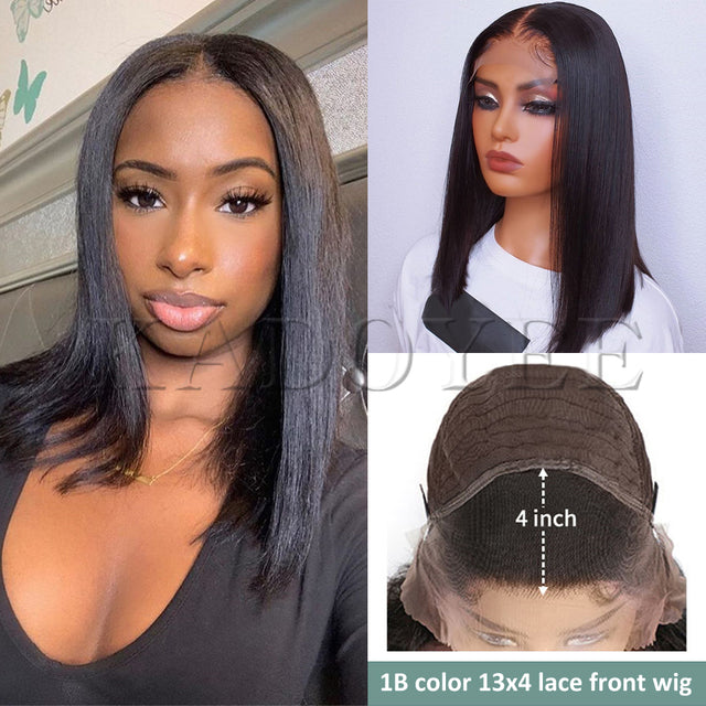 Straight Short Bob Wig Honey Brown Lace Front Human Hair Wigs Brazilian 13x4 Lace Front Wigs For Women Human Hair 150% Remy