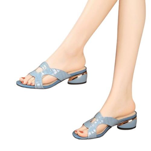 Summer Slippers Shoes Women 2022 Rhinestone Low-Heeled Comfort Lady Sandals Open-Toe All-Match Female Sandalias Chaussure Femme