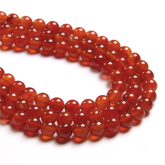 Natural orange agates Stone Beads Smooth Striped Agates Round stone loose spacer beads For Jewelry Making Diy Bracelets handmade
