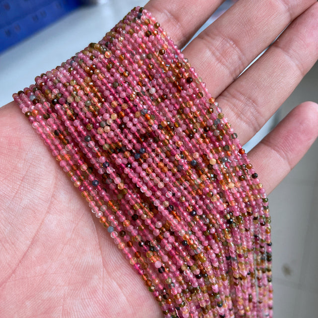 Natural Stone Faceted Small 2 3 4 mm Beads Pink Opal Morgan Loose Spacer Quartz Crystal Beads Jewelry Making Necklace Bracelets