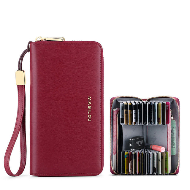 Women's Long Zipper Wallet Genuine Leather Wallets for Women RFID Blocking Clutch Bag Credit Card Holder Bag Purses Wallet Men