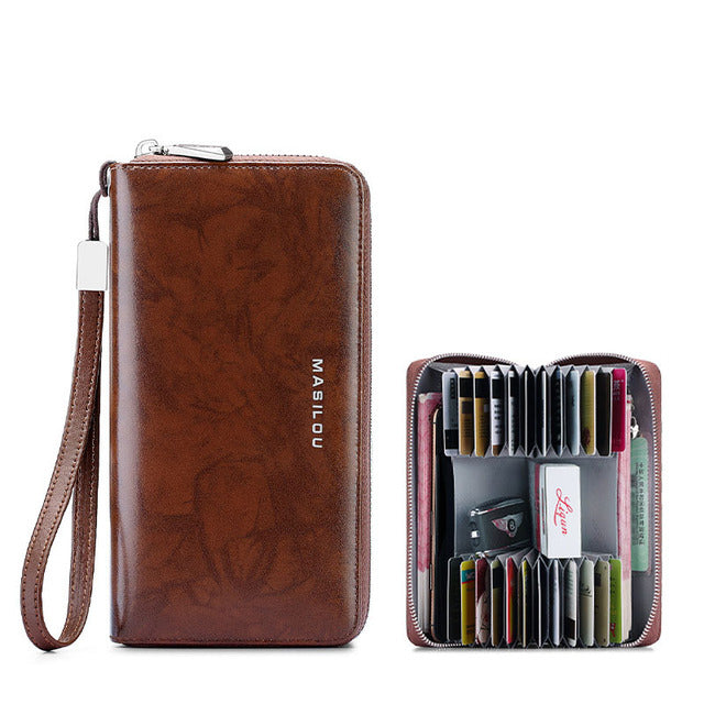 Women's Long Zipper Wallet Genuine Leather Wallets for Women RFID Blocking Clutch Bag Credit Card Holder Bag Purses Wallet Men