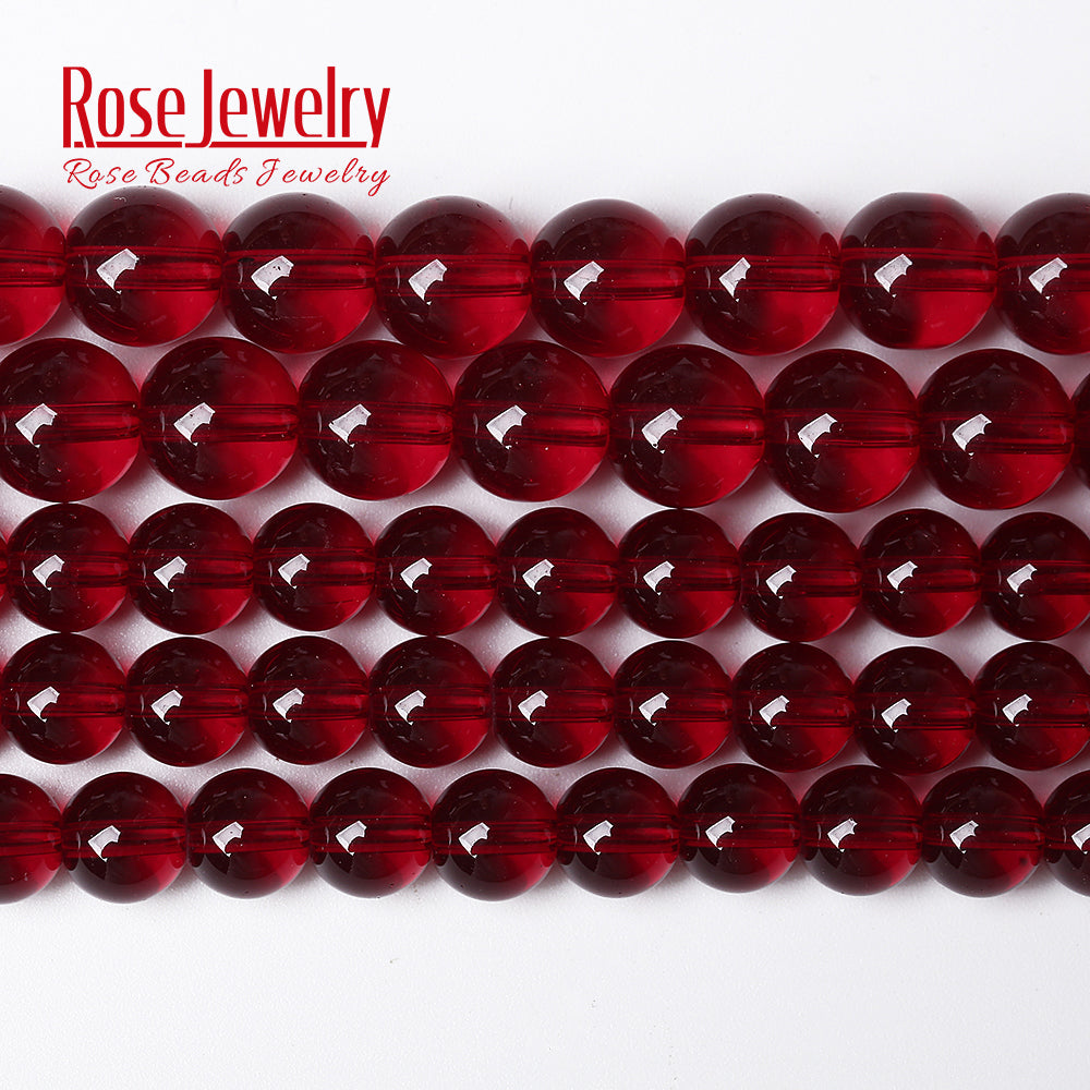 Wholesale Smooth Garnet Red Glass Crystal Round Loose Beads 15" Strand 4 6 8 10 12 mm For Jewelry Making Diy Bracelet Necklace