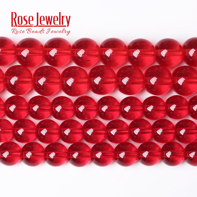 Wholesale Smooth Garnet Red Glass Crystal Round Loose Beads 15" Strand 4 6 8 10 12 mm For Jewelry Making Diy Bracelet Necklace