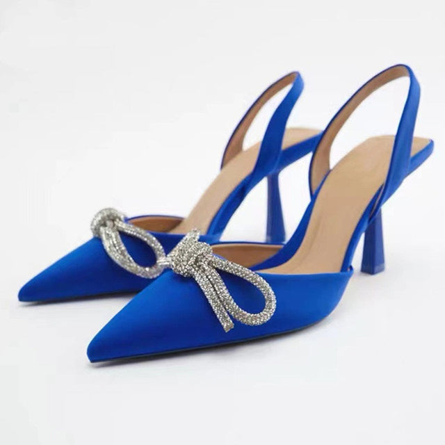 ZARZ 2022 Summer Cute Rhinestone Pointed Sandals Women Transparent High Heels Slippers Woman Elegant Sandals Shiny Sexy Pumps