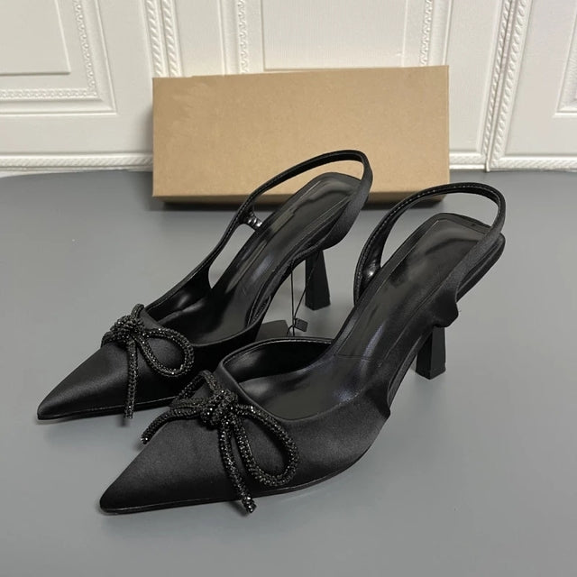 ZARZ 2022 Summer Cute Rhinestone Pointed Sandals Women Transparent High Heels Slippers Woman Elegant Sandals Shiny Sexy Pumps
