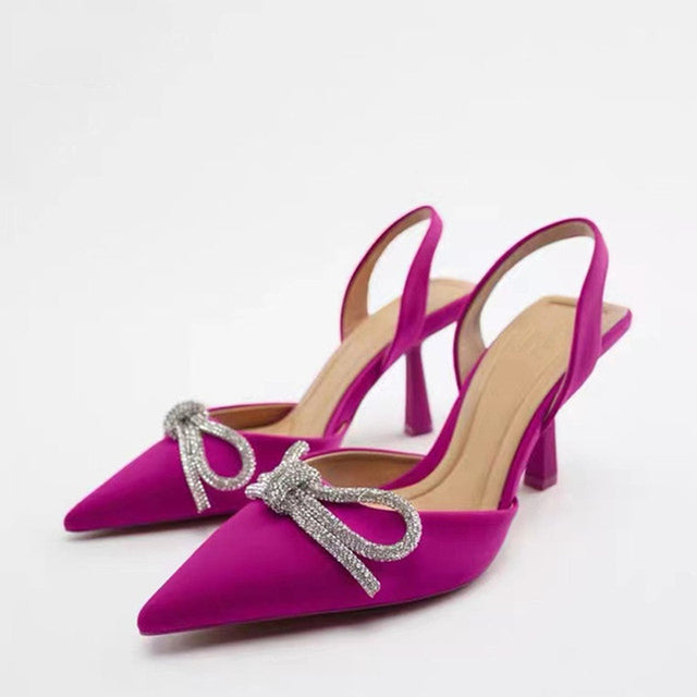 ZARZ 2022 Summer Cute Rhinestone Pointed Sandals Women Transparent High Heels Slippers Woman Elegant Sandals Shiny Sexy Pumps
