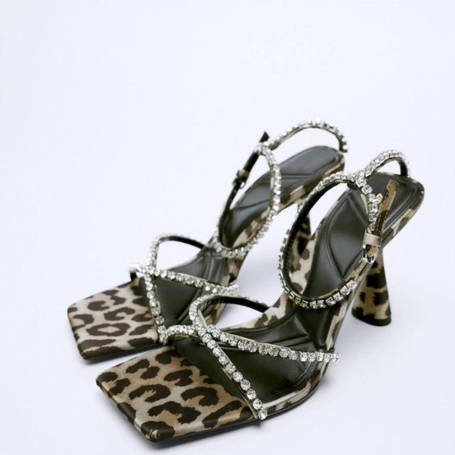 ZARZ 2022 Summer Cute Rhinestone Pointed Sandals Women Transparent High Heels Slippers Woman Elegant Sandals Shiny Sexy Pumps