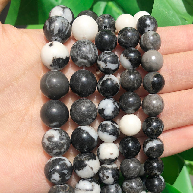 Natural Stone White Black Dull Polish Matte Onyx Agates Smooth Round Beads for Jewelry Making DIY Bracelet 15" Strand 4-12mm