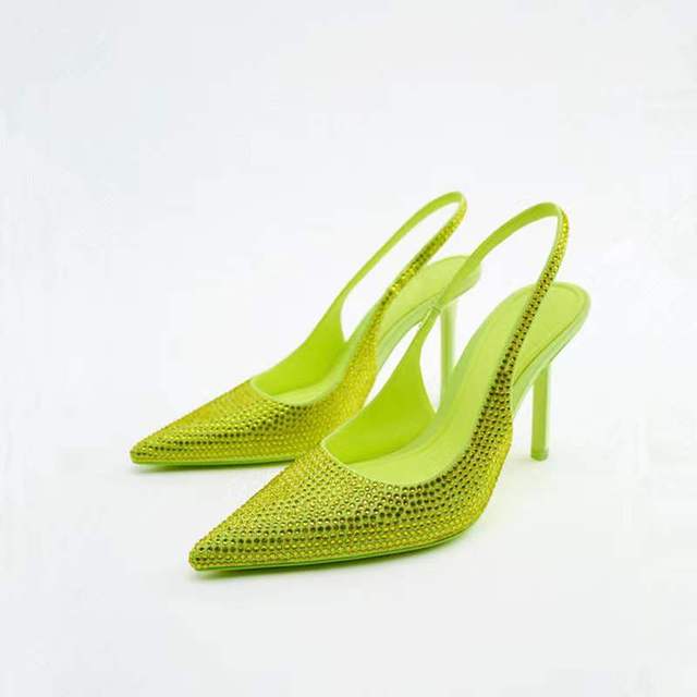 ZARZ 2022 Summer Cute Rhinestone Pointed Sandals Women Transparent High Heels Slippers Woman Elegant Sandals Shiny Sexy Pumps