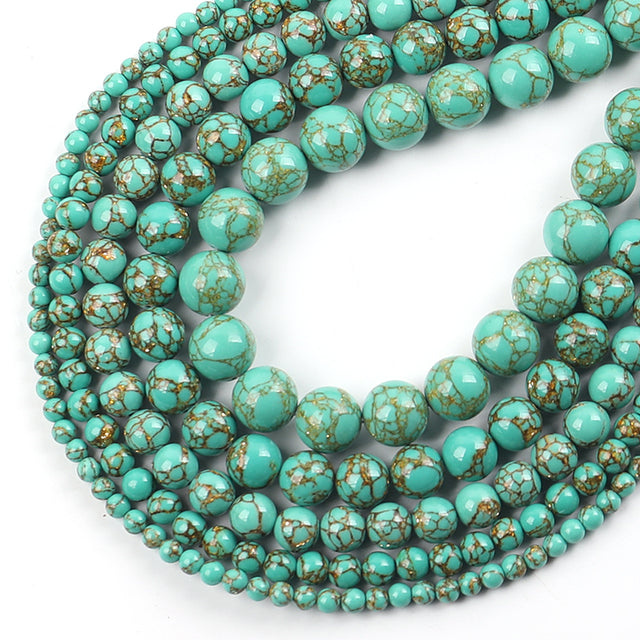 Wholesale Natural Stone Beads Red Howlite Turquoises Round Loose Beads for Jewelry Making DIY Bracelets Necklace 4/6/8/10/12mm