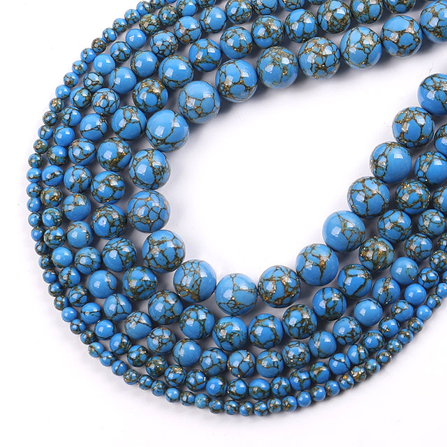 Wholesale Natural Stone Beads Red Howlite Turquoises Round Loose Beads for Jewelry Making DIY Bracelets Necklace 4/6/8/10/12mm