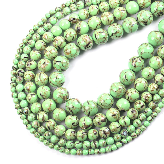 Wholesale Natural Stone Beads Red Howlite Turquoises Round Loose Beads for Jewelry Making DIY Bracelets Necklace 4/6/8/10/12mm