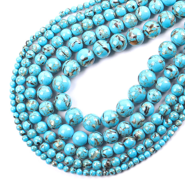 Wholesale Natural Stone Beads Red Howlite Turquoises Round Loose Beads for Jewelry Making DIY Bracelets Necklace 4/6/8/10/12mm