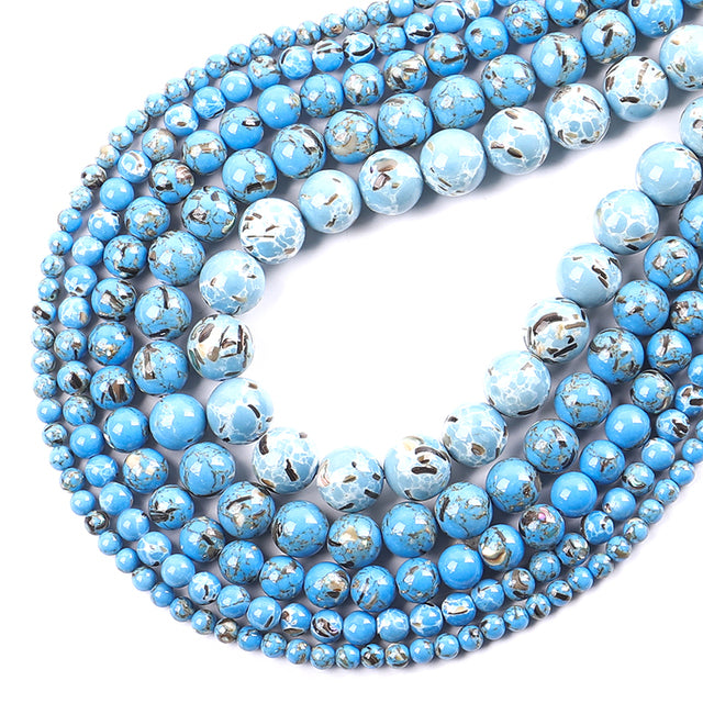 Wholesale Natural Stone Beads Red Howlite Turquoises Round Loose Beads for Jewelry Making DIY Bracelets Necklace 4/6/8/10/12mm