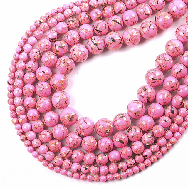 Wholesale Natural Stone Beads Red Howlite Turquoises Round Loose Beads for Jewelry Making DIY Bracelets Necklace 4/6/8/10/12mm