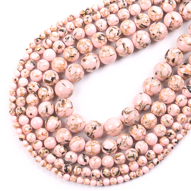 Wholesale Natural Stone Beads Red Howlite Turquoises Round Loose Beads for Jewelry Making DIY Bracelets Necklace 4/6/8/10/12mm