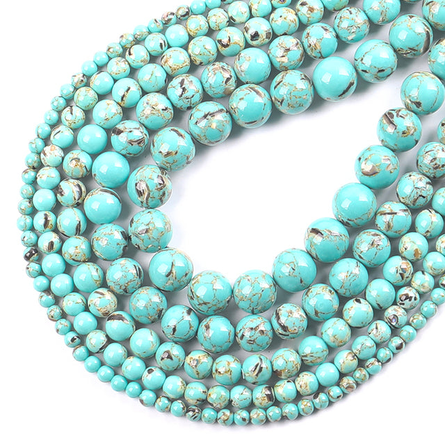 Wholesale Natural Stone Beads Red Howlite Turquoises Round Loose Beads for Jewelry Making DIY Bracelets Necklace 4/6/8/10/12mm