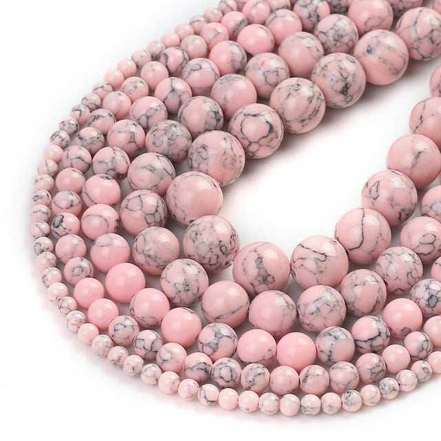Wholesale Natural Stone Beads Red Howlite Turquoises Round Loose Beads for Jewelry Making DIY Bracelets Necklace 4/6/8/10/12mm