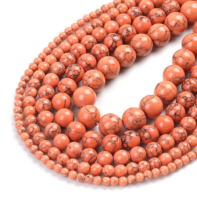 Wholesale Natural Stone Beads Red Howlite Turquoises Round Loose Beads for Jewelry Making DIY Bracelets Necklace 4/6/8/10/12mm