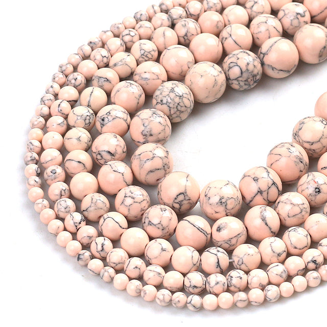 Wholesale Natural Stone Beads Red Howlite Turquoises Round Loose Beads for Jewelry Making DIY Bracelets Necklace 4/6/8/10/12mm