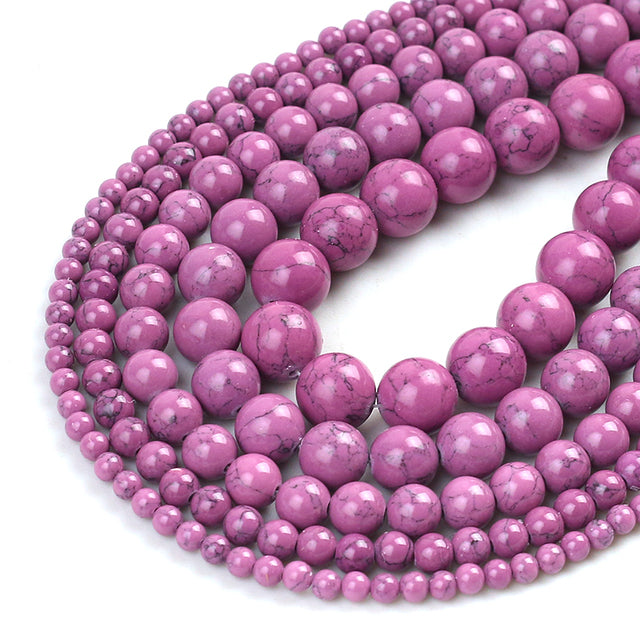 Wholesale Natural Stone Beads Red Howlite Turquoises Round Loose Beads for Jewelry Making DIY Bracelets Necklace 4/6/8/10/12mm