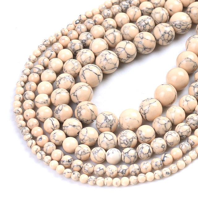 Wholesale Natural Stone Beads Red Howlite Turquoises Round Loose Beads for Jewelry Making DIY Bracelets Necklace 4/6/8/10/12mm