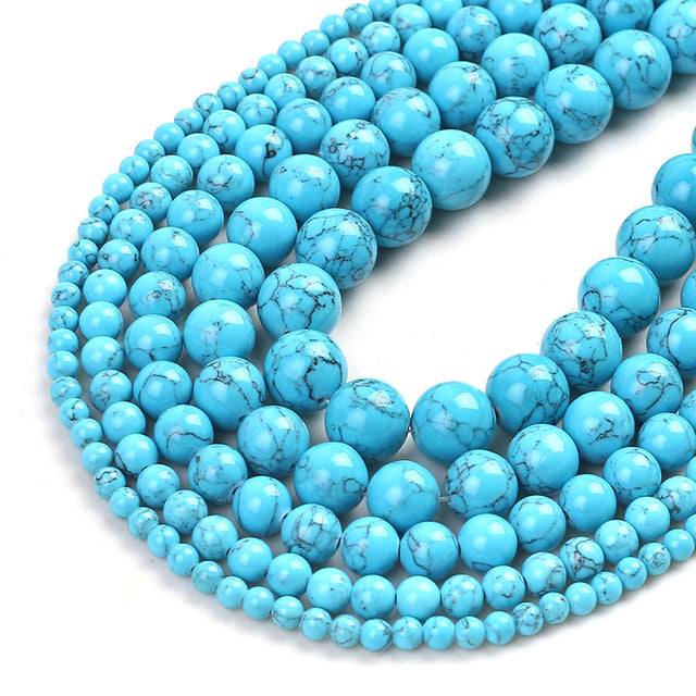 Wholesale Natural Stone Beads Red Howlite Turquoises Round Loose Beads for Jewelry Making DIY Bracelets Necklace 4/6/8/10/12mm