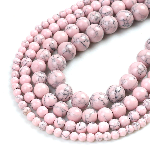 Wholesale Natural Stone Beads Red Howlite Turquoises Round Loose Beads for Jewelry Making DIY Bracelets Necklace 4/6/8/10/12mm