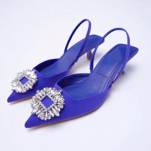 2022 New Women's Shoes Pointed Toe Shallow Nude Pink Diamond Shoes Low Heel Back Strappy Shoes Women womens shoes shoes