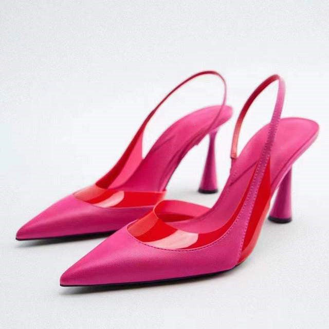 ZARZ 2022 Summer Cute Rhinestone Pointed Sandals Women Transparent High Heels Slippers Woman Elegant Sandals Shiny Sexy Pumps