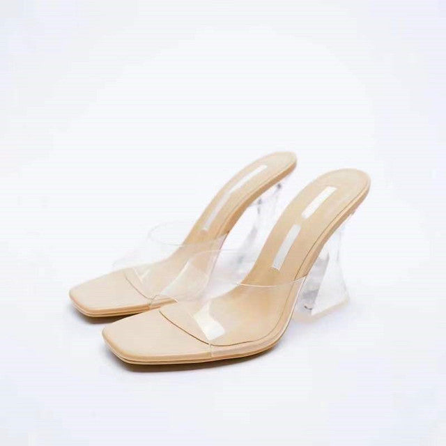 ZARZ 2022 Summer Cute Rhinestone Pointed Sandals Women Transparent High Heels Slippers Woman Elegant Sandals Shiny Sexy Pumps