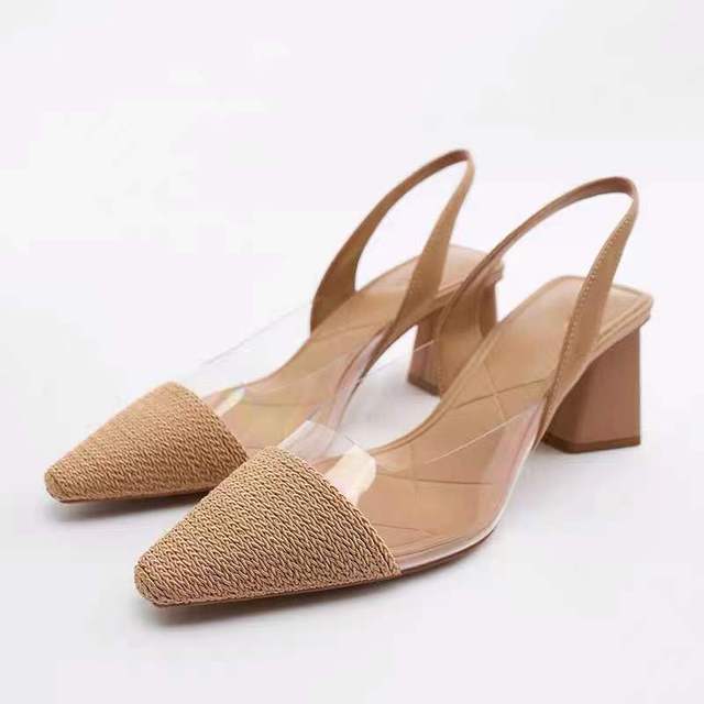 ZARZ 2022 Summer Cute Rhinestone Pointed Sandals Women Transparent High Heels Slippers Woman Elegant Sandals Shiny Sexy Pumps