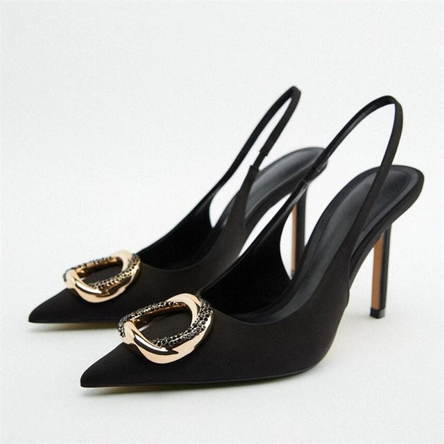 ZARZ 2022 Summer Cute Rhinestone Pointed Sandals Women Transparent High Heels Slippers Woman Elegant Sandals Shiny Sexy Pumps
