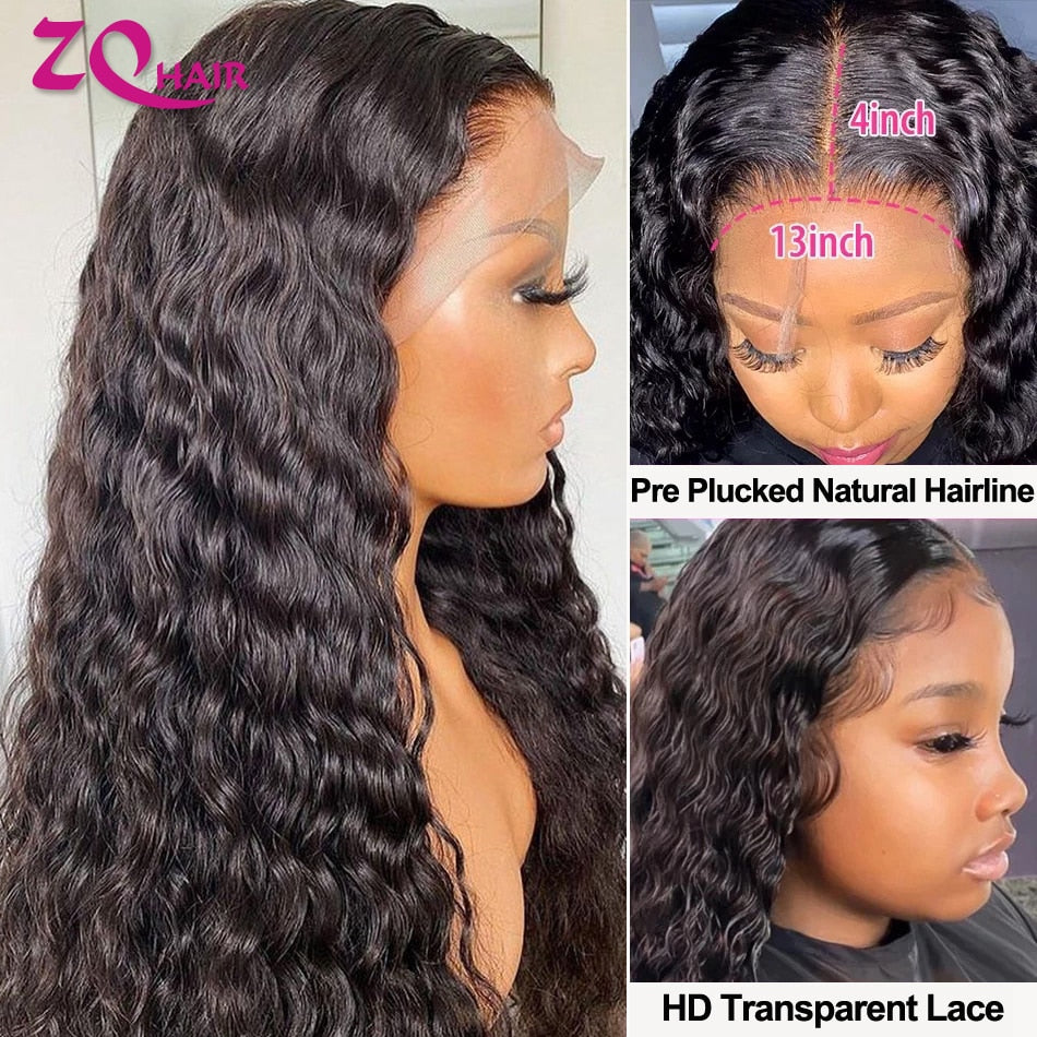 Glueless Pre Plucked Deep Wave HD 13X4 Lace Front Human Hair Wig For Women Human Hair HD Lace Frontal Wigs Cheap 4X4 Closure Wig