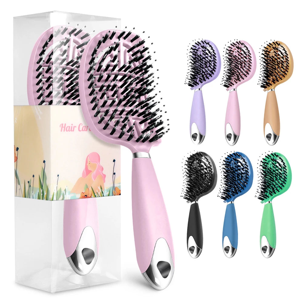 Denman Brush Boar Bristle Hair Brush Comb Scalp Massage Hair Brush Women Curly Detangler Styling Tools for  Women's hair brush