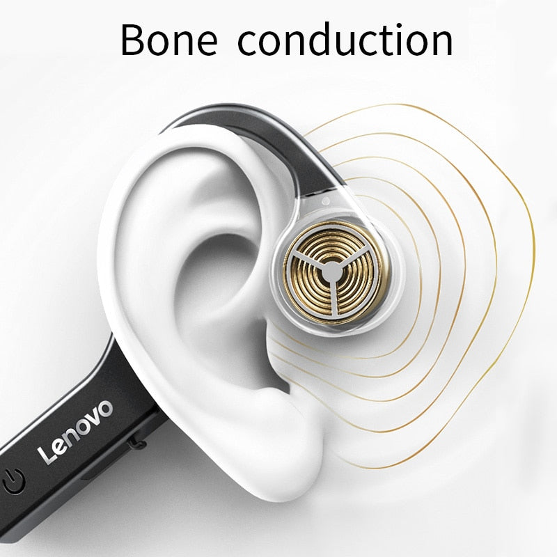 Lenovo X4 Bone Conduction Bluetooth Headphone Sports Earphone Waterproof Wireless Headset with Mic Ear-hook TWS Bass Hifi Stereo