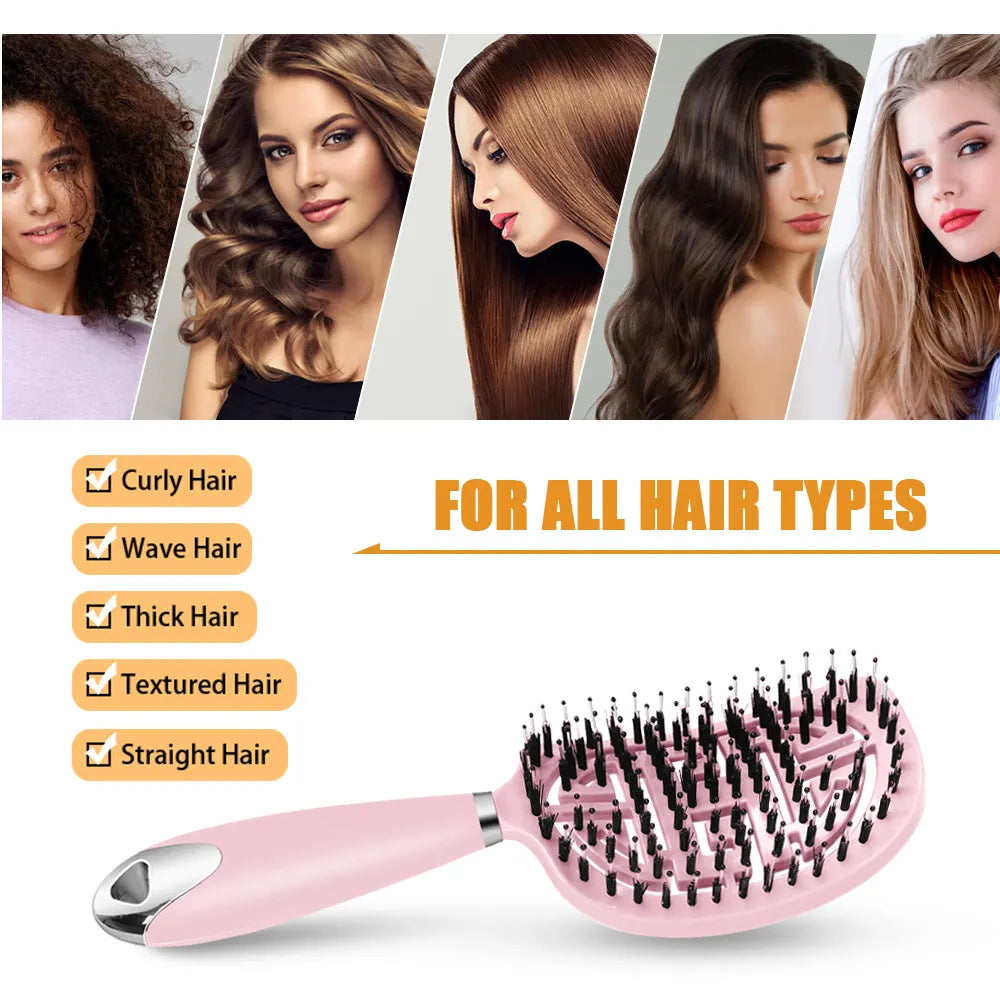 Denman Brush Boar Bristle Hair Brush Comb Scalp Massage Hair Brush Women Curly Detangler Styling Tools for  Women's hair brush