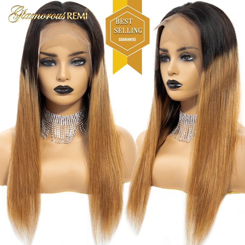 Colored Straight Lace Front Wigs For Women Human Hair Preplucked 13x4 Brazilian Ombre Brown Straight Lace Front Human Hair Wigs