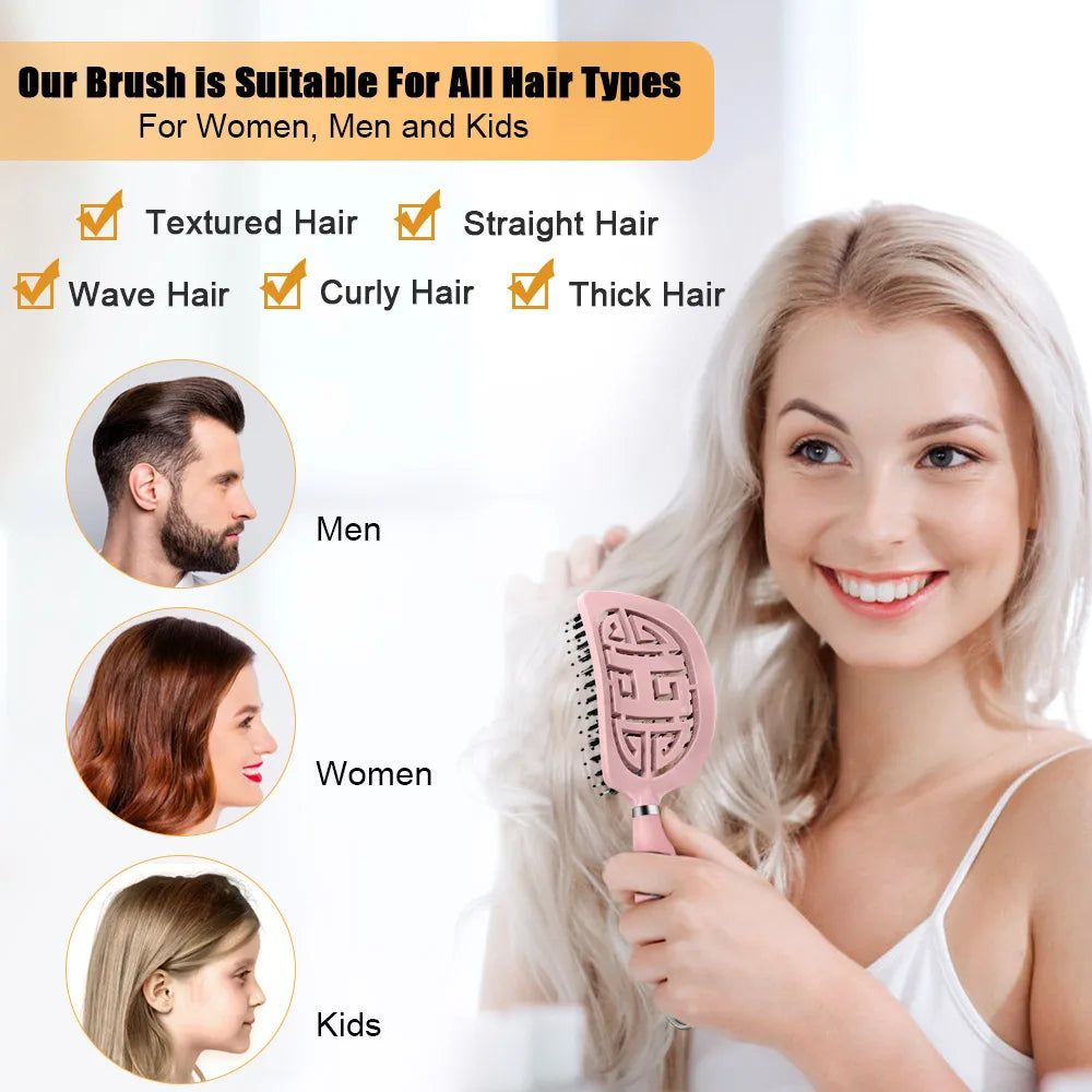 Denman Brush Boar Bristle Hair Brush Comb Scalp Massage Hair Brush Women Curly Detangler Styling Tools for  Women's hair brush