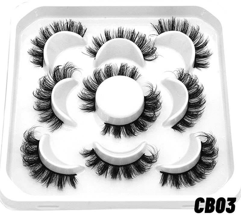 GROINNEYA 20 Pairs Russian Strip Lashes 3D Mink Lashes Natural Eyelashes Dramatic False Eyelashes Wholesale Eyelash Extension